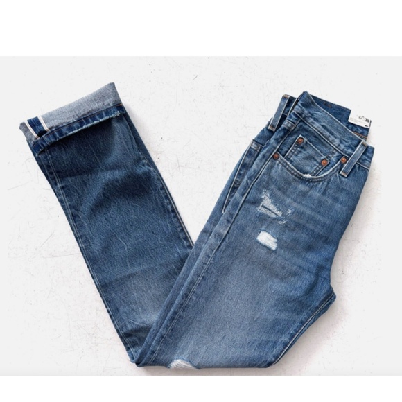 Levi's Womens Nwt 150th 501 Straight 125010424 Distressed Selvedge Jeans 24 x 32 - Picture 2 of 8